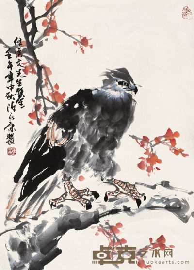 陈永康 壬午（2002）年作 鹰 立轴 70×50.5cm